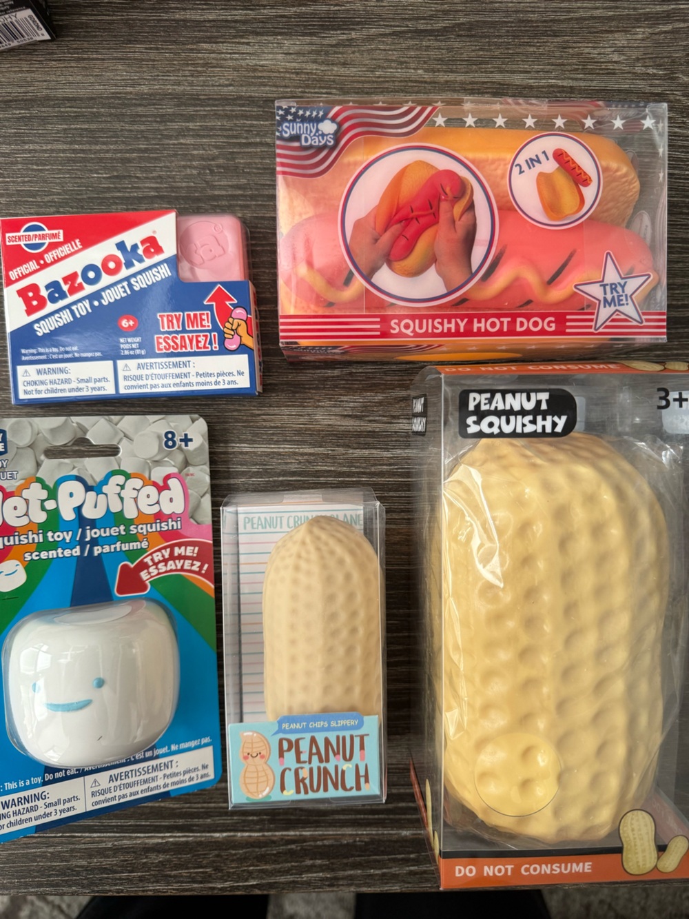 NWT Viral Squishy Marshmallow, peanuts, Hot Dog Bundle set